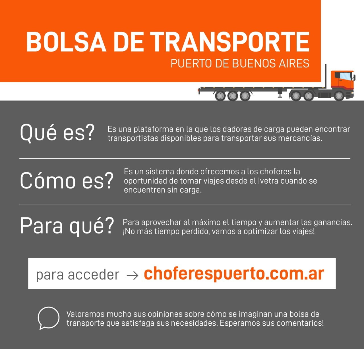 Novedad para Fleteros y Transportes: Ya puedes realizar cotizaciones de transporte en la Bolsa de Transporte del Puerto de Buenos Aires